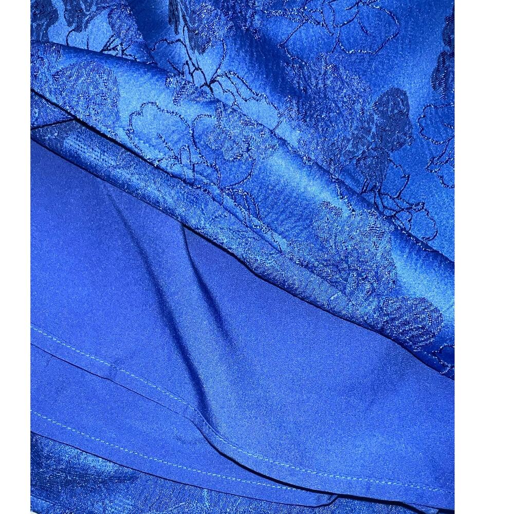 Perfectly Flirtatious Blue Floral Jacquard Tie-Back Mini Dress Size Medium NWT - Picture 6 of 11